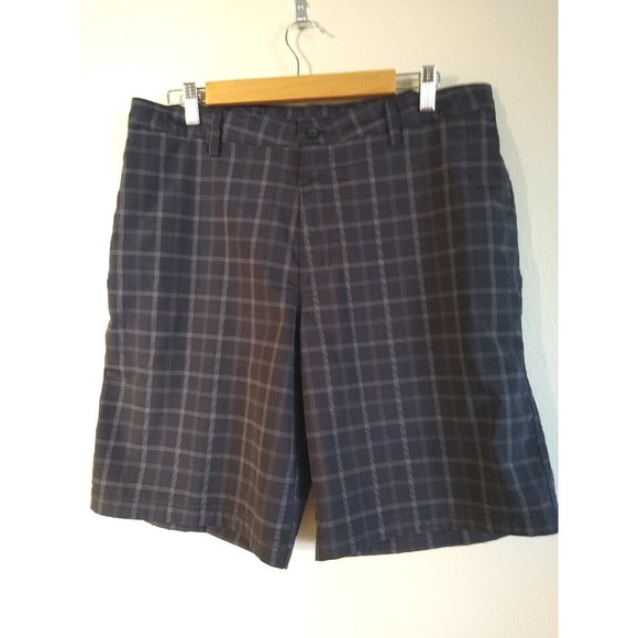 Men's Black Plaid CHAMPION Flat Front Dress Shorts Size 36 - Picture 4 of 6
